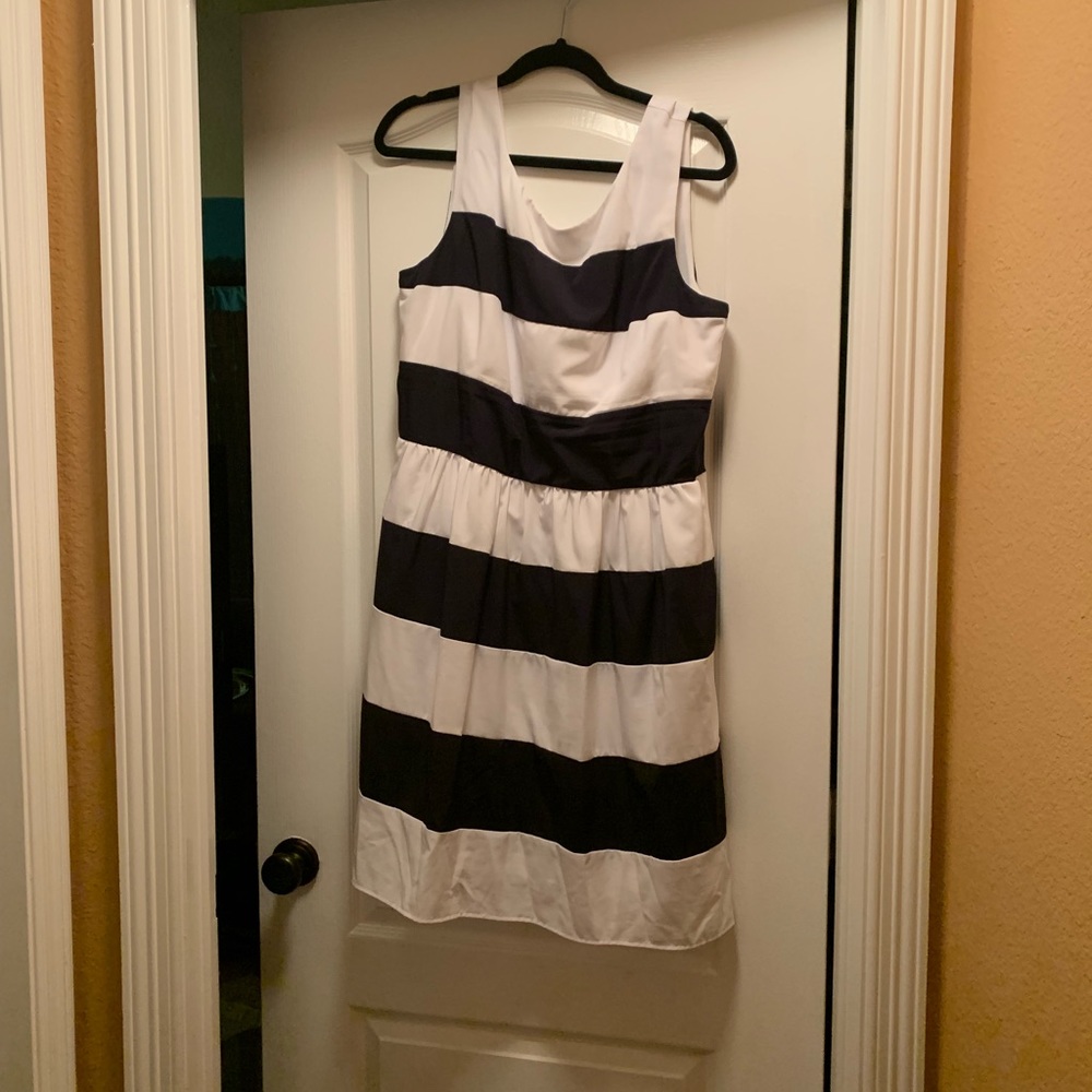 Navy and White Striped Dress